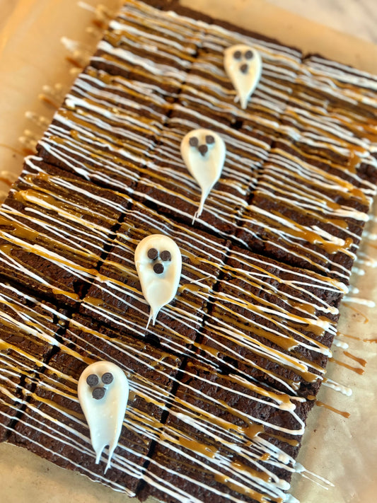 Caramel White Chocolate Espresso Brownies - Specialty Boo Brownies
